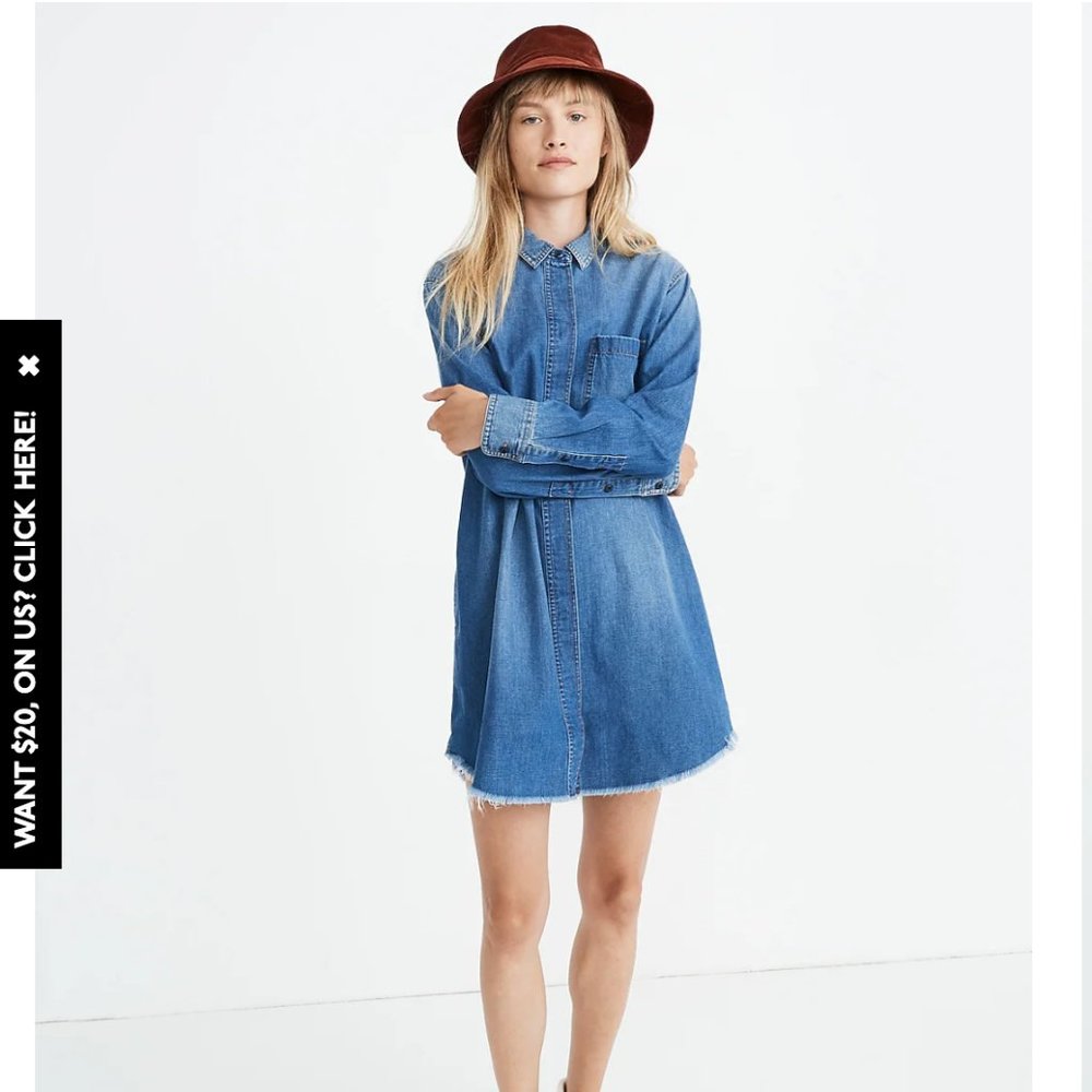 NWT Madewell Denim Oversized Ex-Boyfriend Shirtdress Size Small